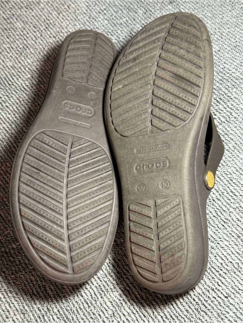 CROCS Brown Sandal with Gold Medallion Accent - Picture 5 of 5